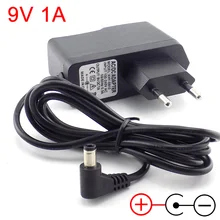 Adaptateur d'alimentation ca 100V-240V à cc 9V 1a, 1000ma, câble à l'intérieur, convertisseur de prise ue