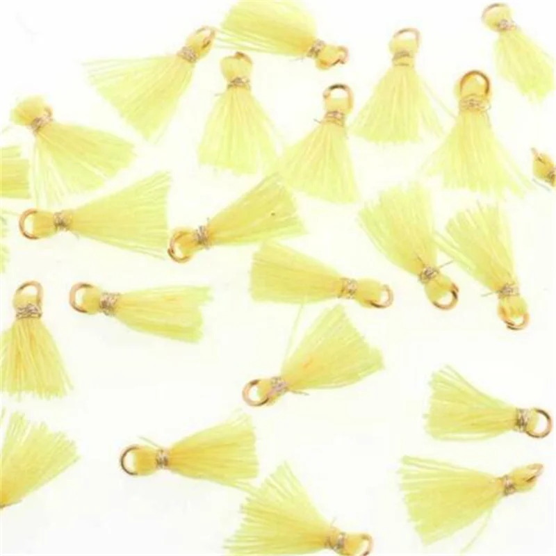 100 шт 1 см мини-кисточка Подвеска для рукоделия ручной работы одежда/серьги/ювелирные изделия аксессуары ремесла - Цвет: Light yellow -100