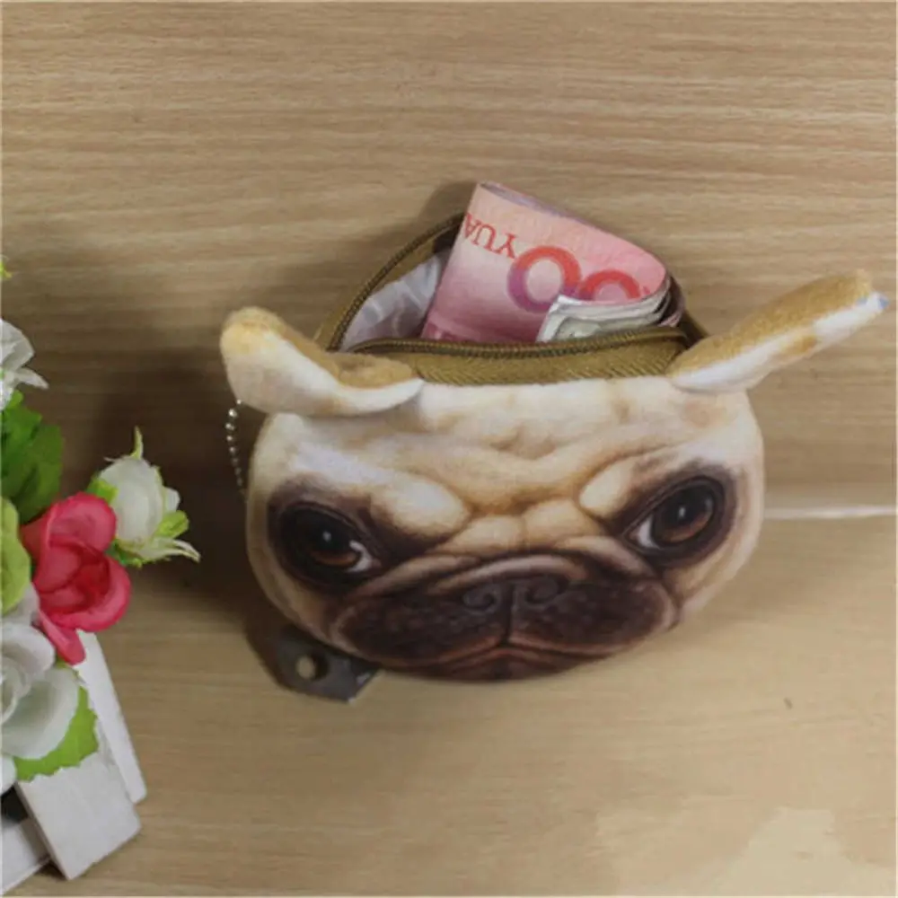 3D кошелек для девочек женская сумочка на молнии лица мини кошка кошельки монет