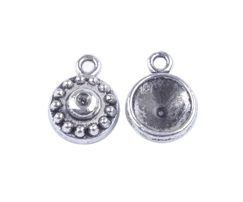 

20PCS Tibetan Silver Color Rivoli Beaded Round Settings Charms A10343