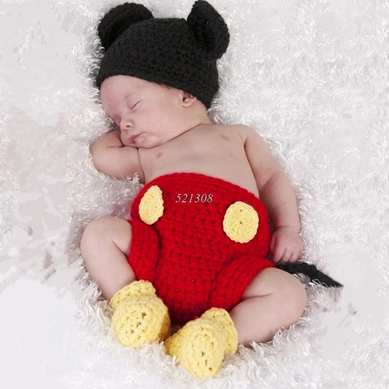 

2017 Newborn Baby Girls Boys Crochet Knit Costume Photography Prop Outfits 2Pcs/set MAR7_30