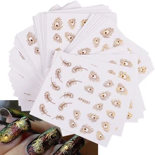 10 шт. перо 3D золотые наклейки для ногтей Ловец снов DIY клей Передача фольги трафареты слайдер для украшения ногтей инструмент TRXF6057