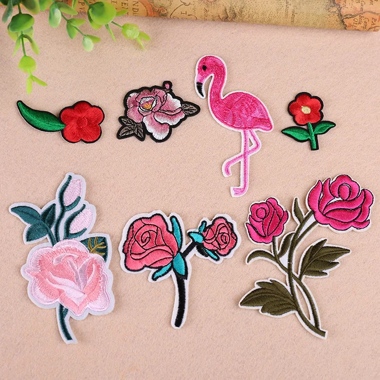 

1Pcs Flower Embroidery Patch Heat Transfers Iron On Sew On Patches for DIY T-shirt Clothes Stickers Decorative Appliques 47323
