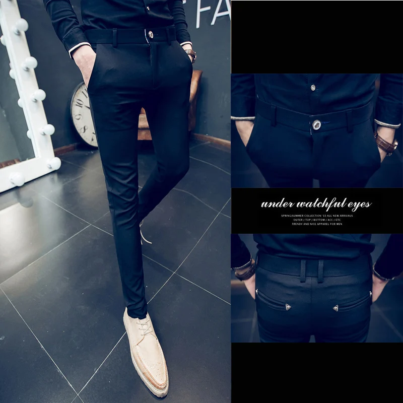 2018 Summer New Slim Cone Gentleman Stripe Feet Nine Business Casual Pants Personality Fashion Classic Influx Urban Hair Stylist