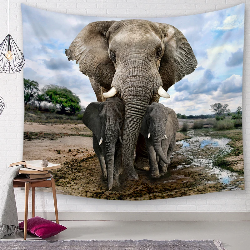 Полиэфирный тропический рисунок слона настенная ткань висячий гобелен Свадебная вечеринка подарок постельное покрывало, пляжное полотенце Йога-Пикник коврик