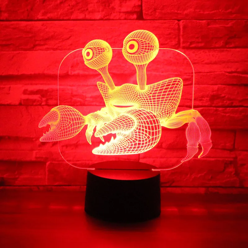 

3D LED Night Light Crab with 7 Colors Light for Home Decoration Lamp Amazing Visualization Optical Illusion Awesome