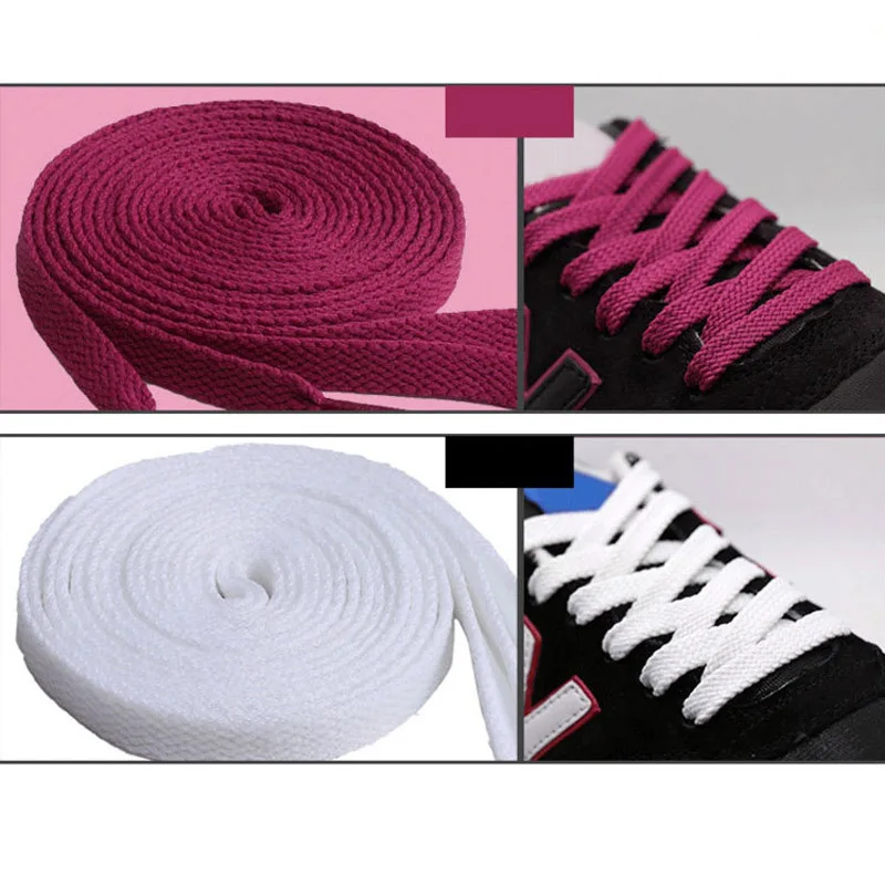 1Pair Flat Lace Polyester Cotton Lace Color Women Casual Lace Men's wax-free Hot Sale 9 mm Wide Shoelace Laces for Sports Shoes