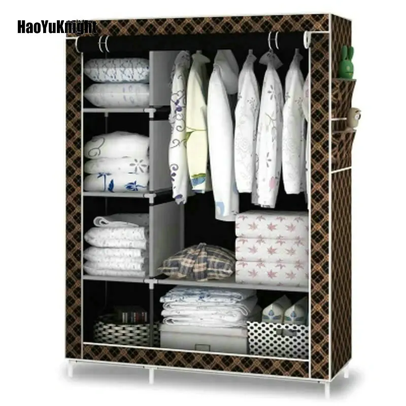 

HaoYuKnight Simple wardrobe fabric special cloth closet assembly steel tube reinforced steel frame simple modern storage cabinet