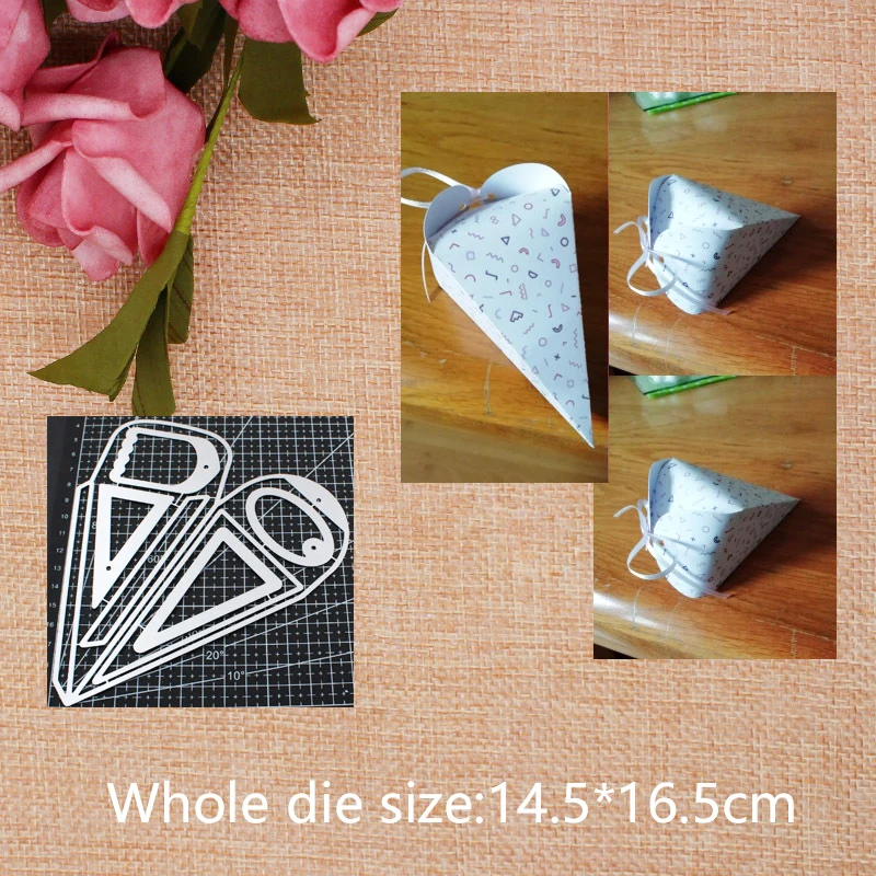 

3D Cone Gift Box Metal Cutting Dies Scrapbooking Album DIY Card Craft Embossing Background Die Cuts New 2019 Arrival