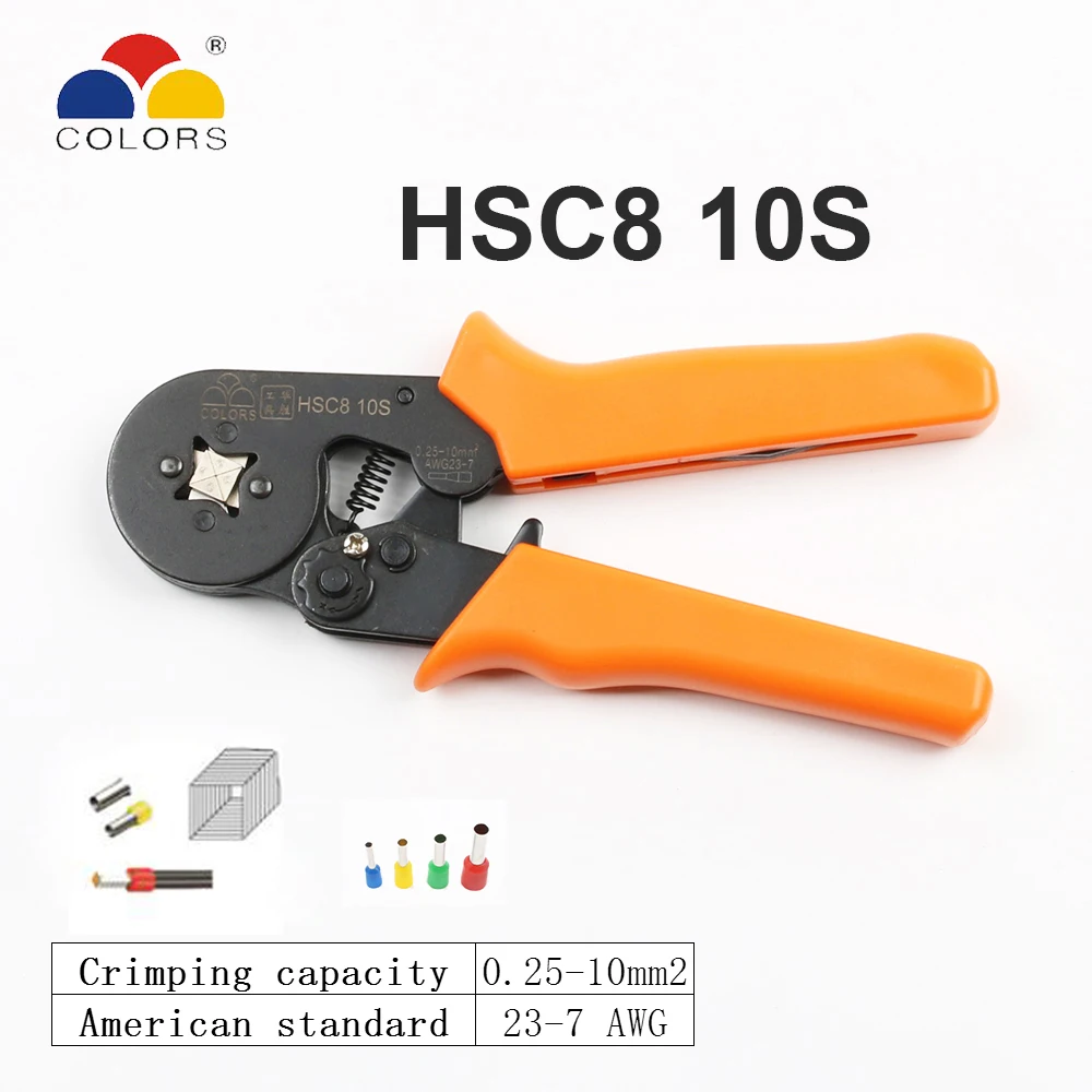 HSC8 6-4B 6-4A мини-зажим инструмент обжимные плоскогубцы 0,25-6 мм2 терминалы обжимные инструменты Мультитулы руки Четырехсторонние иглы терминалы - Цвет: 10S