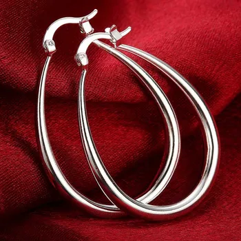 

High Quality Fashion Hoop Earrings 925 Silver Simple Round U Shape Earrings for Women Best Gifts
