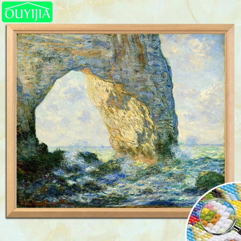 

Claude Monet Famous Painting "Mouth of the Seine at Honfleur" 5D DIY Diamond Painting Full Square Diamond Embroidery Picture