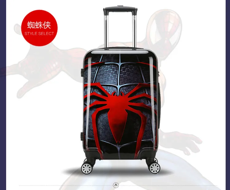 ZYJ Kids Iron Man Captain America Travel Rolling Luggage Cartoon Spiderman Batman Spiderman Suitcase Airplane Trolley Luggage (16)