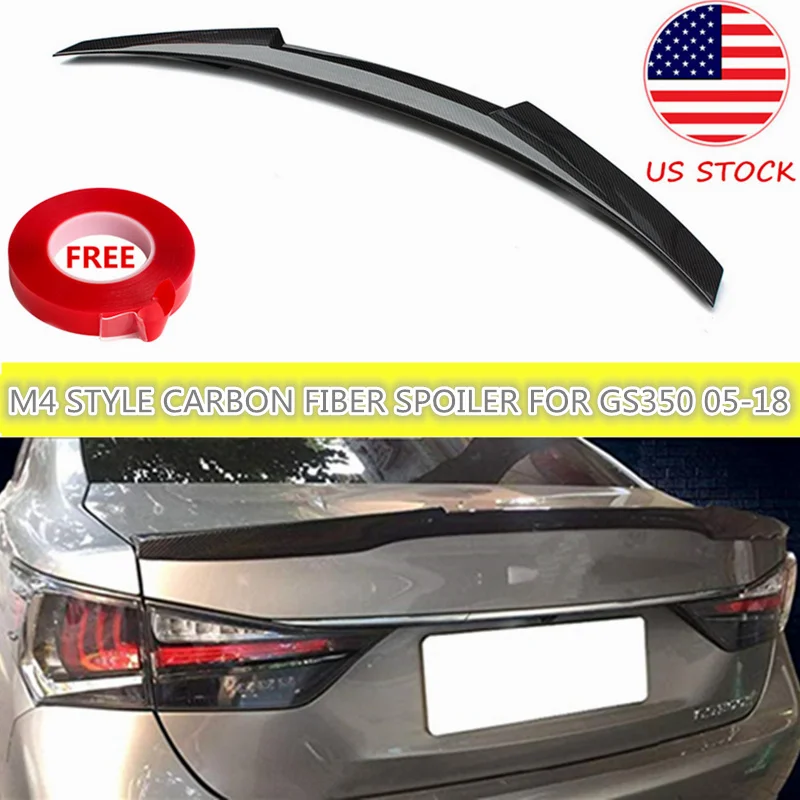 

Bat-Styling M4 Style 3K Carbon Fiber Spoiler For Lexus GS300 GS350 GS450h Rear Trunk Boot Splitter Wing Lip 2005-2018 US Stock