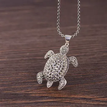 

FNJ 925 Silver Tortoise Pendant Animal Punk Hang Original Pure S925 Thai Silver Pendants for Women Jewelry Making