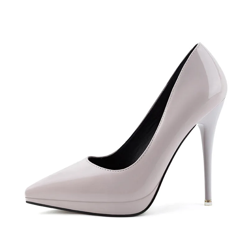 

2019 spring and autumn fashion pointed waterproof platform high heel stiletto women's shoes gray 0510