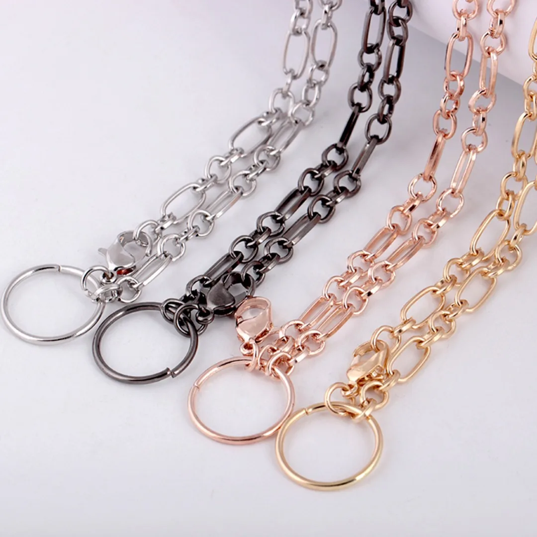 Fashion Men Neckalces Chain Vintage Long DIY Jewelry Silver/Gold Color O Chains Box Chain Necklace 60cm shellhard