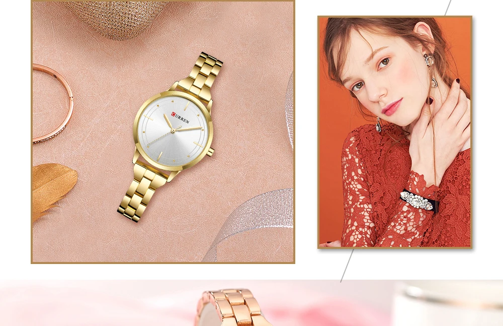 CURREN женские часы горячая Распродажа Модные женские наручные часы из нержавеющей стали Кварцевые часы ЖЕНСКИЕ НАРЯДНЫЕ Часы Montre Femme reloj mujer