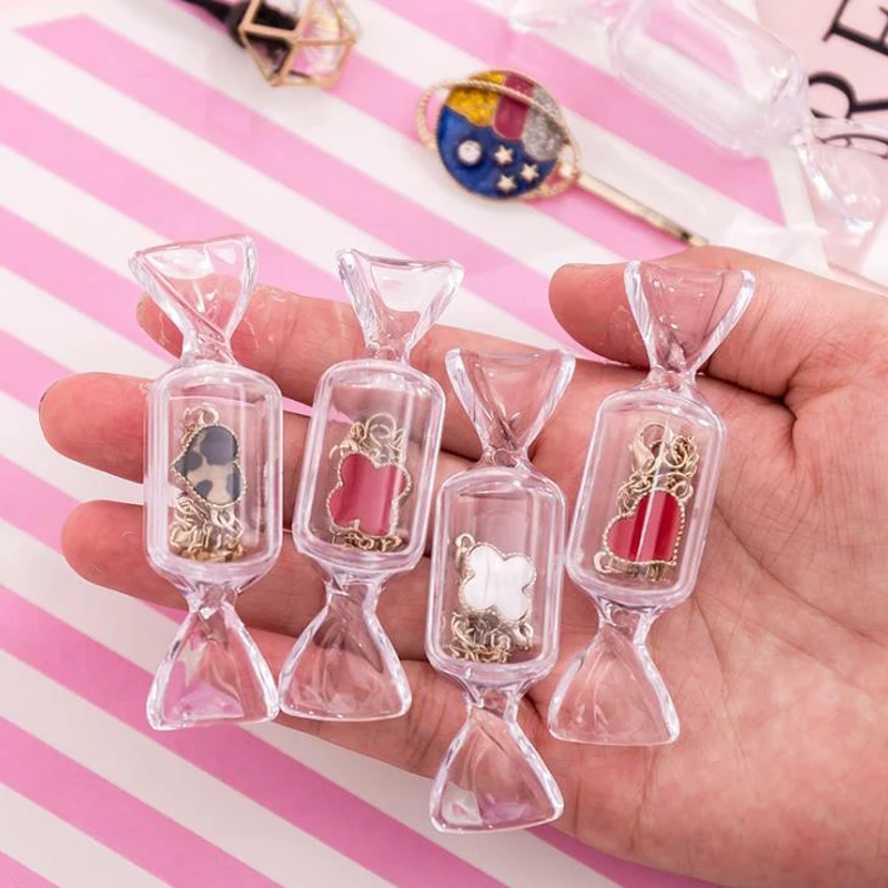 

10 Pcs/set Cute Mini Candy Shape Candy Box Transparent Plastic Storage Boxes Organizer Jewelry Container Stationery Holders