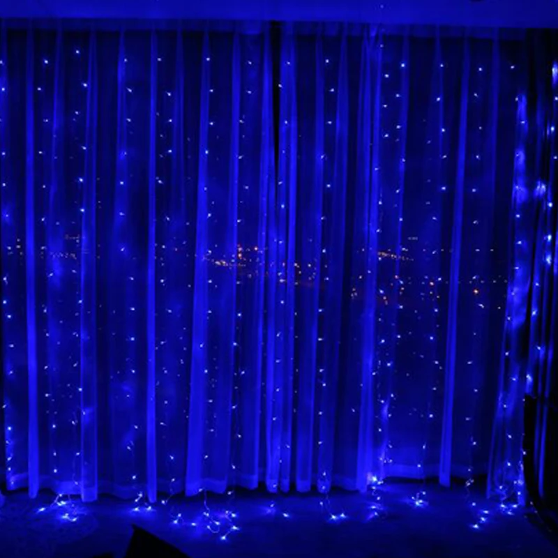 Lamp Night Light 3M x 3M Garland LED Curtain Lcicle String Romantic Curtain Lights Wedding Holiday Christmas Lights String (1)