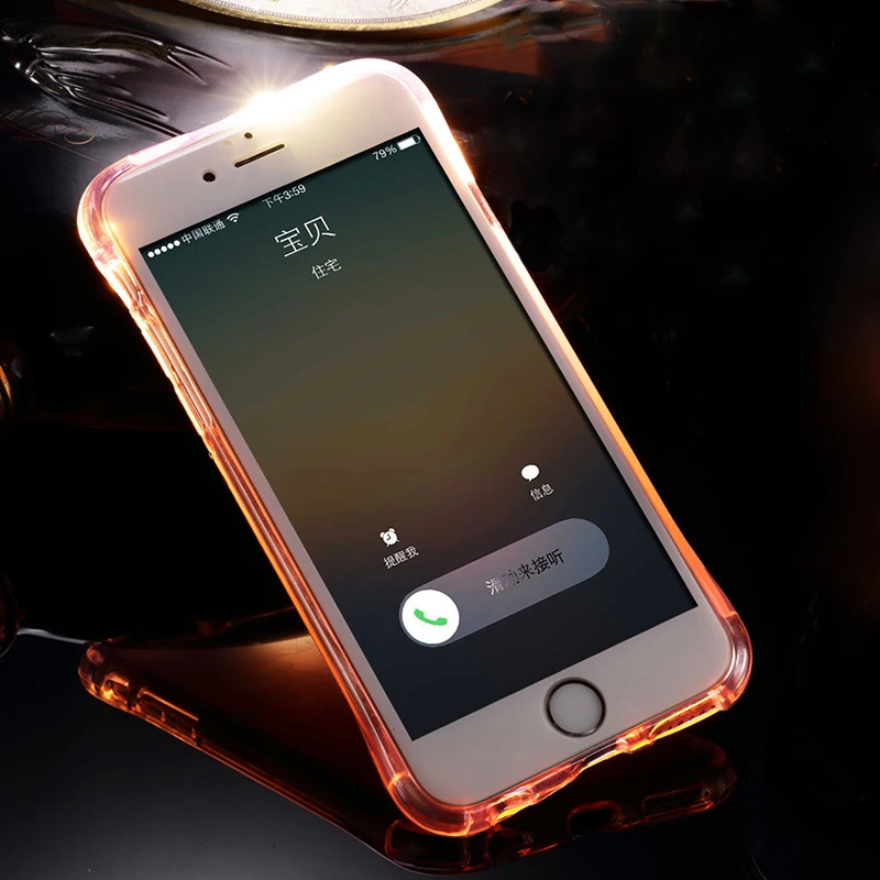 Чехол из ТПУ со светодиодной вспышкой для iPhone 5 5S 5SE 6 6S 7 8 Plus чехлы прозрачная