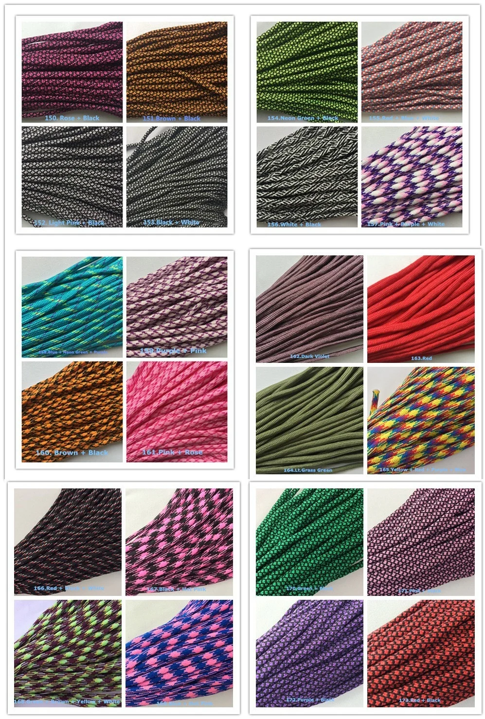 بكلات جديد البوليستر 172 الألوان paracord في 550 paracord المظلة الحبل الحبل حبل 7 ستراند 100 ft لكل لون لكل حزمة