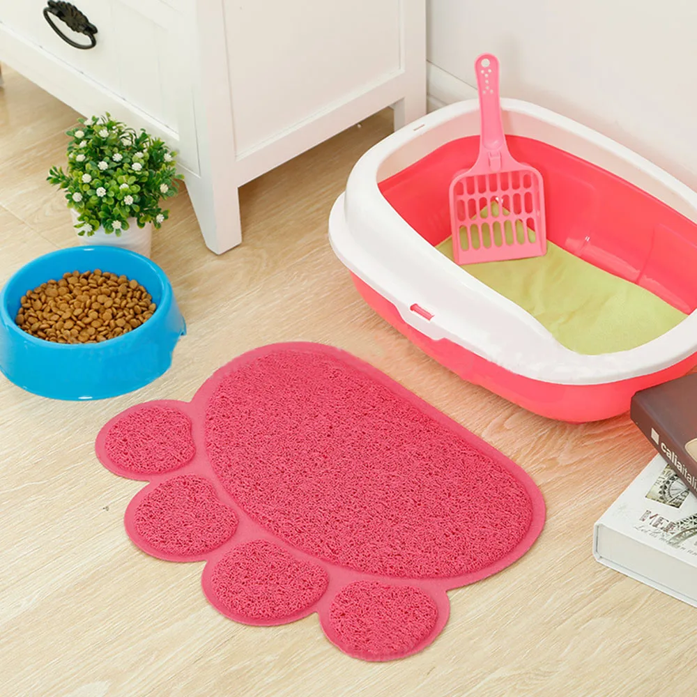 

New PVC Pet Dog Cat Feeding Mat Pad Cute Paw Pet Dish Bowl Feed Place Puppy Bed Blanket Table Mats Easy Wipe Cleaning 3 Colors
