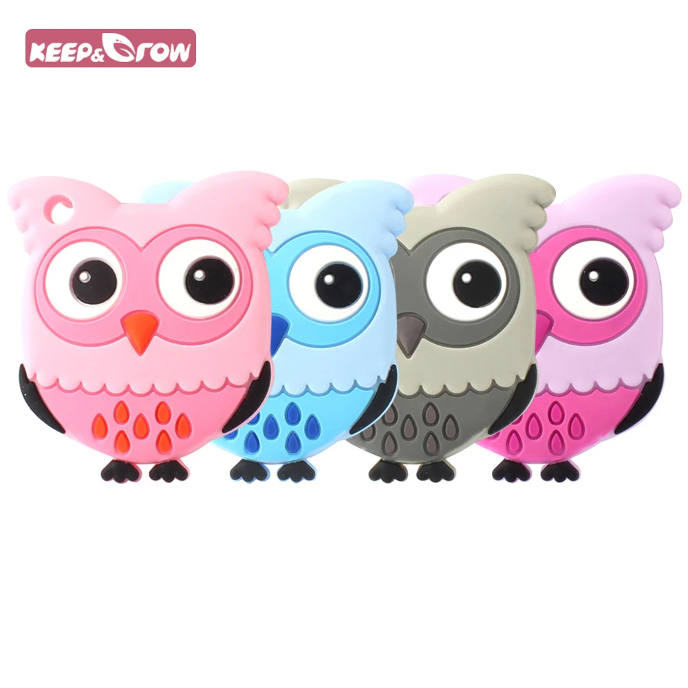 

Keep&grow 1Pcs Owl Silicone Teether Food Grade Silicone Beads Baby Teething Toys Infant Nursing Necklace Charms Pendant