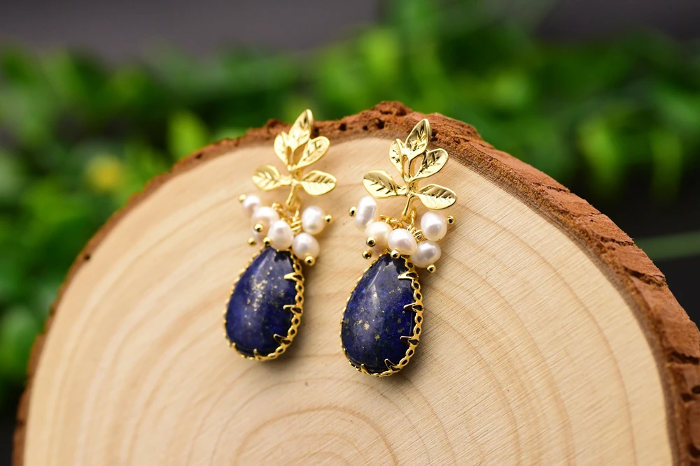 HTB1V9SiOVYqK1RjSZLeq6zXppXaZ - GLSEEVO Natural Fresh Water Baroque Pearl Earrings For Women Plant Leaves Dangle Earrings Luxury Handmade Fine Jewelry GE0308