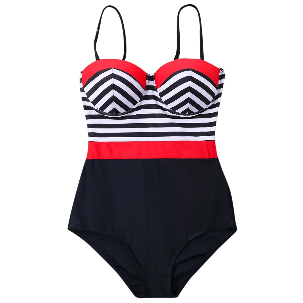 Sexy Beach Bikini Bath Suits Women Retro One Piece Push Up Swimwear Female Underwear Padded