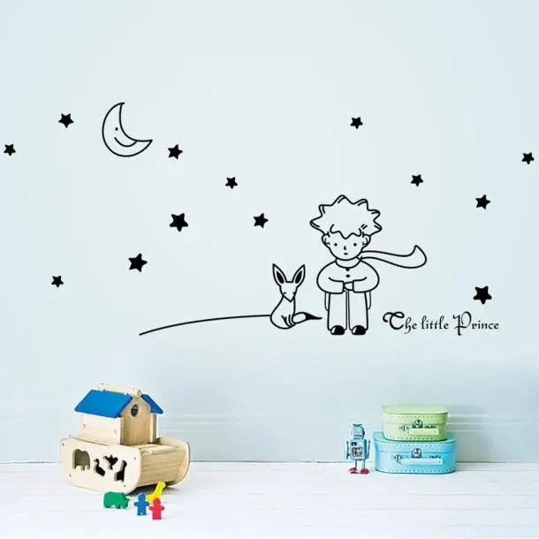 96*42 см звезд, Луны Маленький принц мальчик стены Стикеры Домашний Декор стены таблички для детей Спальня Аксессуары подарки 426