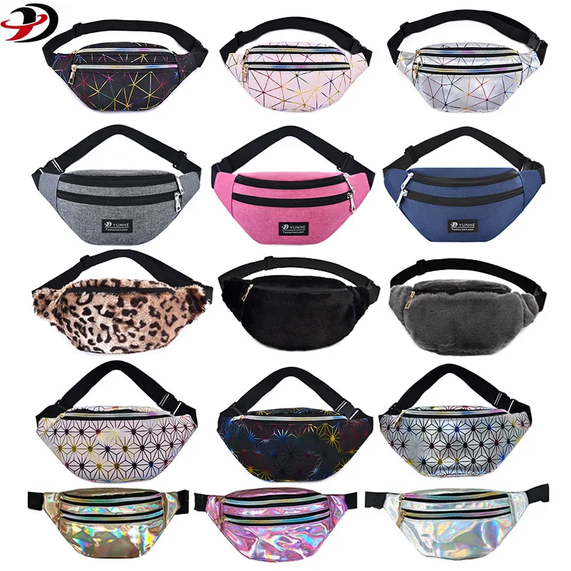 

Holographic laser lady Waist Bags Pink Silver Fanny Pack Belt Bag Black Geometric Waist Packs Laser Chest Phone Pouch Waist Pack
