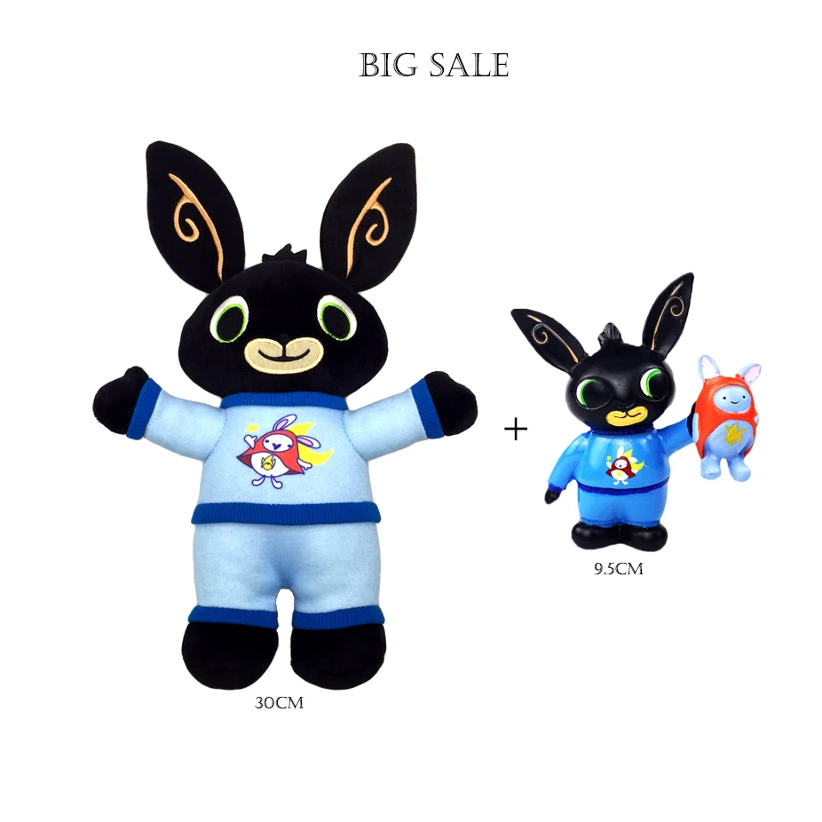 Настоящая плюшевая игрушка Bing Bunny sula flop Hoppity Voosh pando bing coco, плюшевая кукла peluche, игрушки для детей на день рождения, рождественские подарки - Цвет: plush and figure
