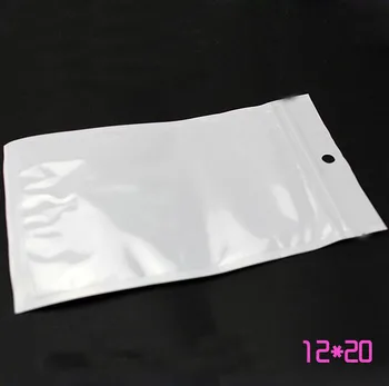 

12*20cm Pearl White Plastic Zip Lock zipper Retail Packaging Bag For iPhone 4 4S 5 5C 5S 6 6S back Case for samsung case 2000pcs