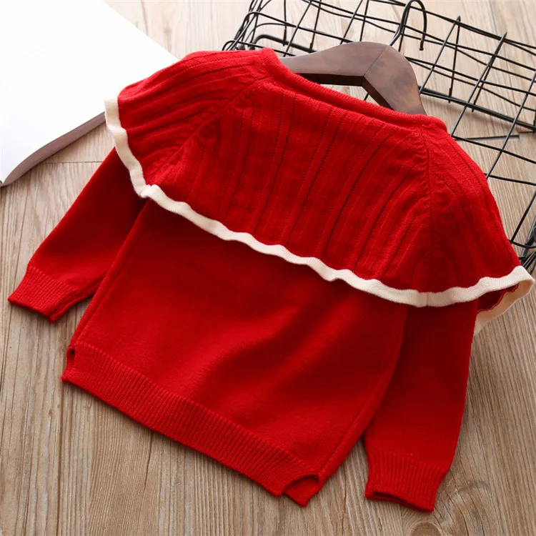 Fanfiluca Toddler Girls Cardigan Cute Baby Girl Cotton Knit Sweaters Autumn Long Sleeve Outerwear Fashion Kids Sweaters For 1-5T0019
