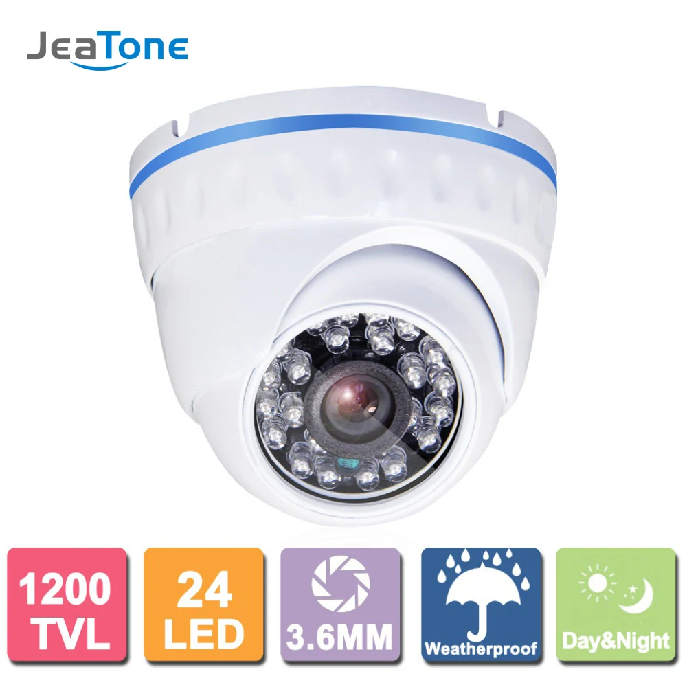 

JeaTone 1200TVL Dome Metal CCTV IR Camera Home Indoor Security Surveillance System Outdoor Waterproof Camera Auto Night Vision
