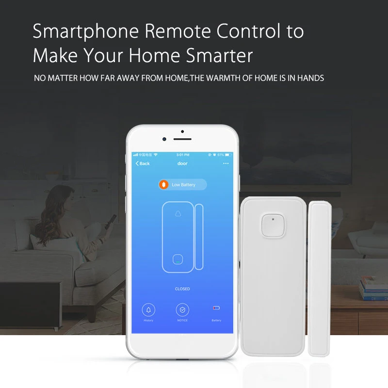 Wireless Smart WiFi Door Window Sensor Magnetic Detector APP Control Work With Amazon Alexa Wireless Smart WiFi Door Window Sensor Magnetic Detector APP Control Work With Amazon Alexa