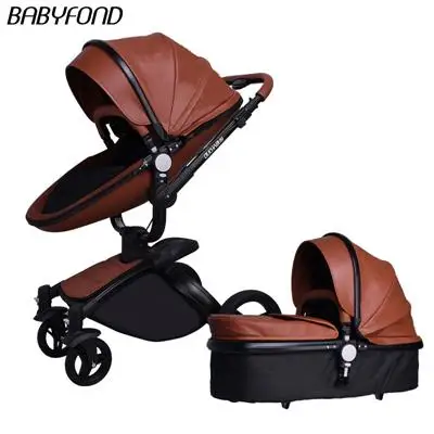 Babyfond Роскошная детская коляска 3 в 1 цвет Европейская коляска костюм для лежа и сиденья aulon - Цвет: brown 2 in 1