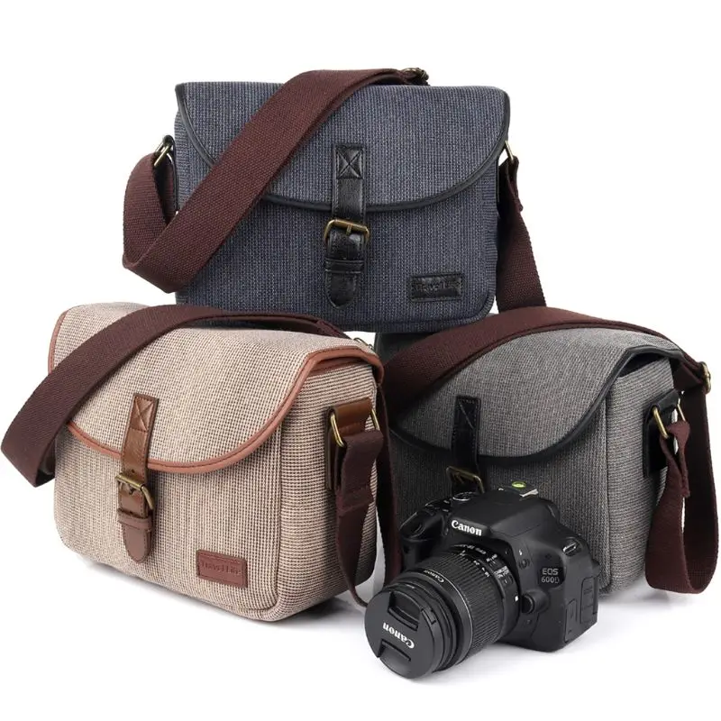 

Camera Cover Case Bag Retro Shoulder Handbag Waterproof Case for Canon Nikon Sony DSLR EOS 200D 77D 7D 80D 800D 1300D 6D 70 P3E6