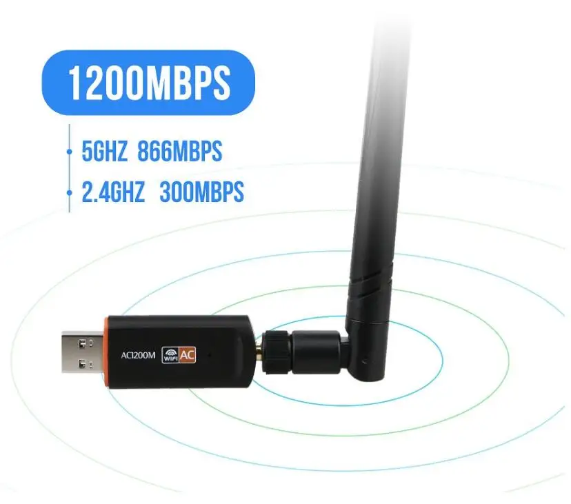 1200 Мбит/с USB 3,0 беспроводной Wifi адаптер Superspeed сетевая карта RTL8812 Двухдиапазонная с антенной переменного тока для настольного ноутбука WPS