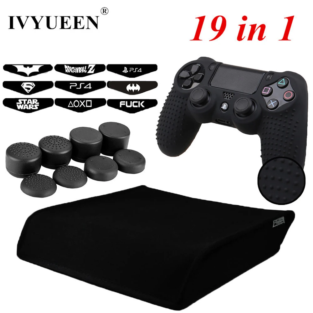 IVYUEEN 19 в 1 неопреновый рукав пылезащитный чехол для игровой станции 4 PS4 Pro Slim консоль+ контроллер чехол+ палка крышка+ наклейка