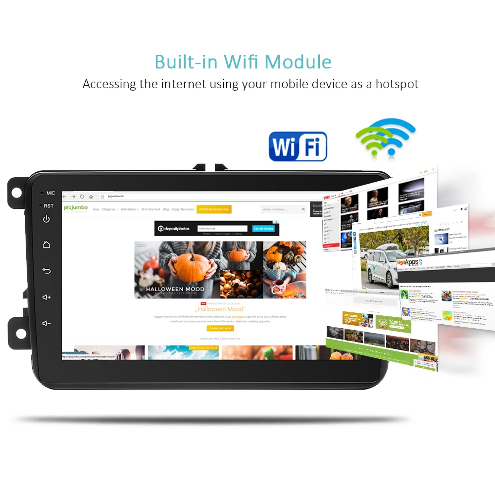 Sale Podofo Android 7.1 Car Multimedia Player GPS Navigation WIFI Bluetooth 8