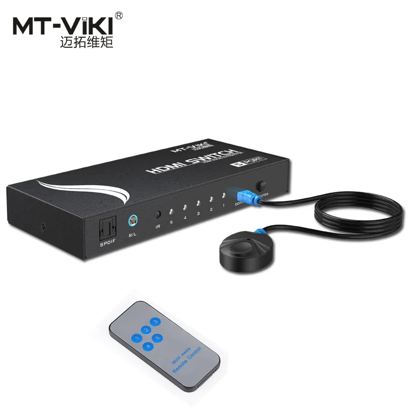 MT-SW005 4Kx2K HDMI five input and one output switcher with stereo fiber optic audio separation and decoding remote control
