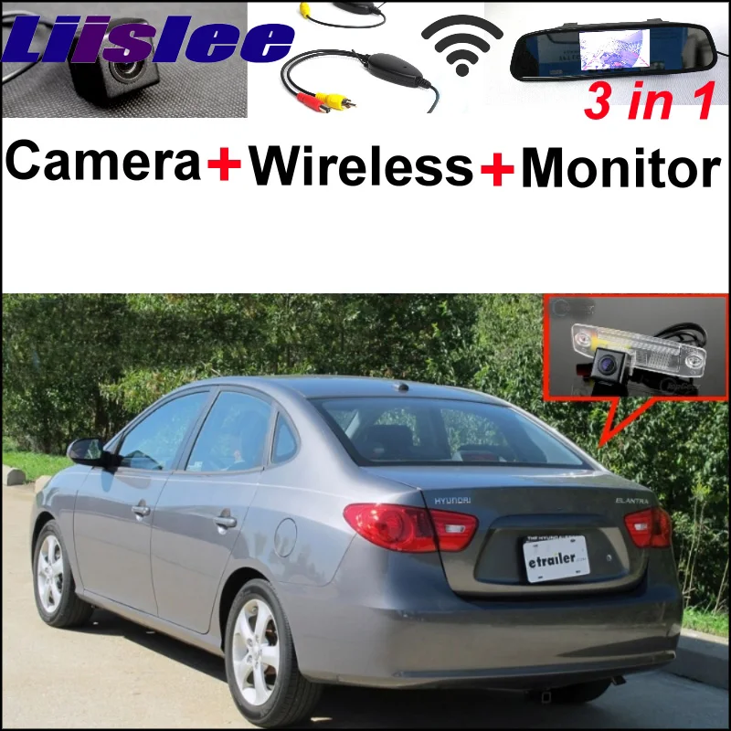 

3 in1 Special Rear View Camera + Wireless Receiver + Mirror Monitor Backup Parking System For Hyundai Elantra Inokom XD HD MD UD