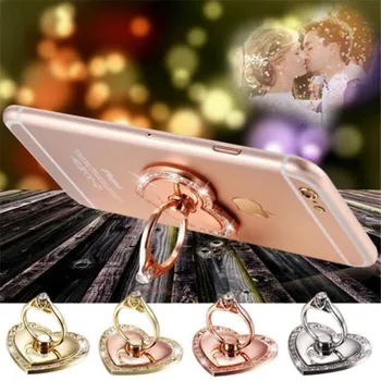 

200pcs Diamond Heart Stand Ring Holder Phone Finger Cell Universal Grip holder for iphone for samsung android phone