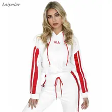 2018 New Fashion Women Tracksuit 2 Piece Set Both Arms Print Vertical Bar Letter Print Women Sets Laipelar