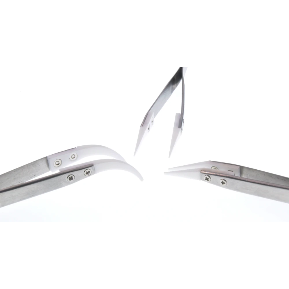 Ceramic tweezers, stainless steel ceramic, heat resistant, antimagnetic, straight curved tip