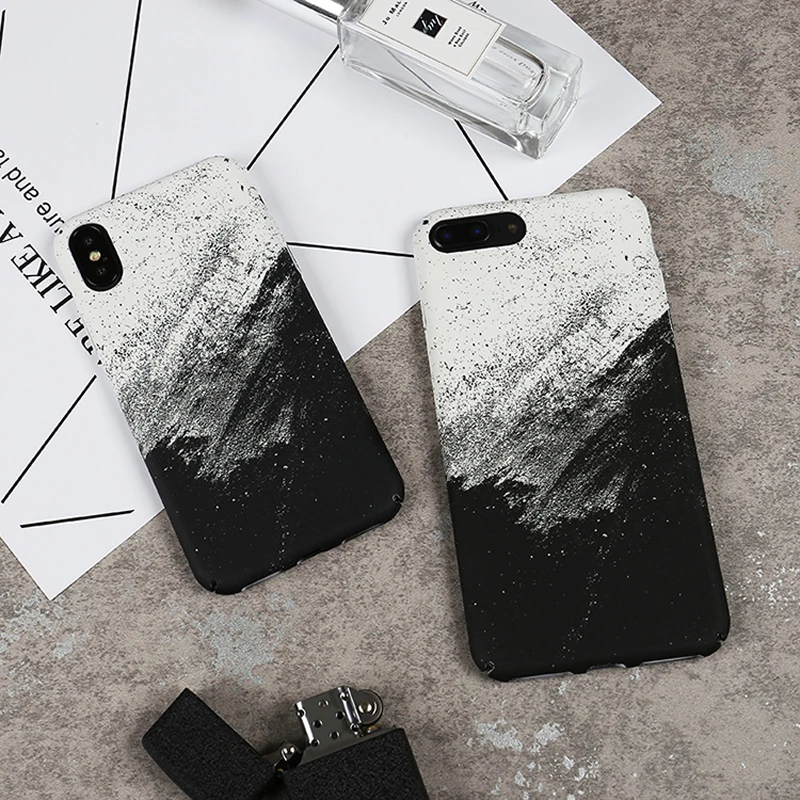 

Case For iPhone 6 6s Full Edge Granite Scrub Marble Stone Image Painted Hard Back Phone Cases For iPhone x 8 7 Plus XR XSMAX XS
