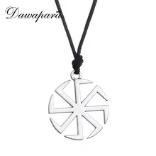 Dawapara Hollow Slavic Symbol Pattern Pendant Necklace Adjustable Long Chain Religious Fashion Jewelry for Men and Women