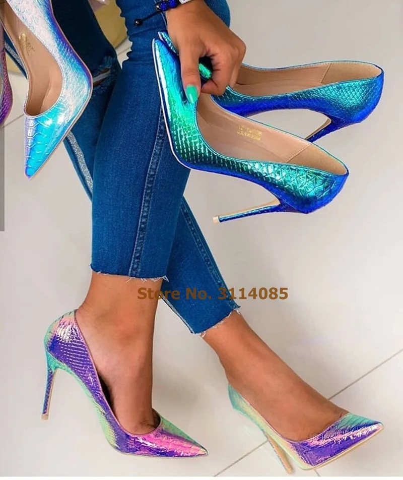 Women Fantastic Pink Blue Snakeskin Dress Pumps Multicolor Thin High Heels Shallow Python Gladiator Shoes Party Shoes Wedding Women Fantastic Pink Blue Snakeskin Dress Pumps Multicolor Thin High Heels Shallow Python Gladiator Shoes Party Shoes Wedding